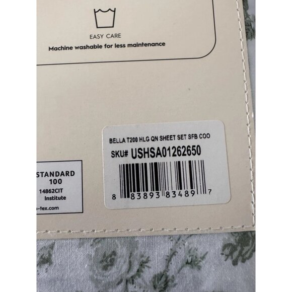 Laura Ashley Queen Sheet Set Bella Floral Harvest Light Green 4pc Farmhouse Chic - Picture 5 of 6